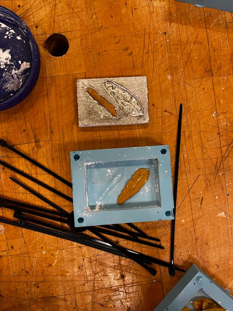 Cast metal leaves with embedded RFID